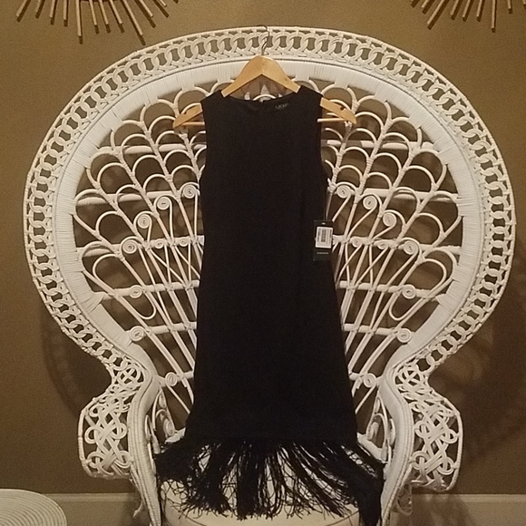 Lauren Ralph Lauren black sleeveless fringe dress - Picture 4 of 7